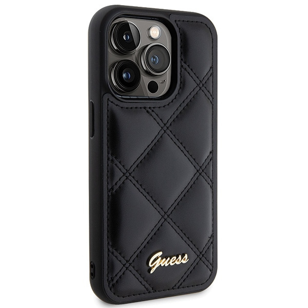 Etui Guess GUHCP15XPSQSQSK iPhone 15 Pro Max 6.7" czarny/black hardcase Quilted Metal Logo Case
