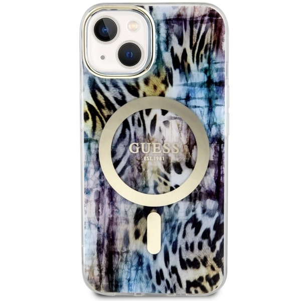 Coque Guess GUHMP14SHLEOPWB iPhone 14 6.1" bleu/bleu durcase Leopard MagSafe Case
