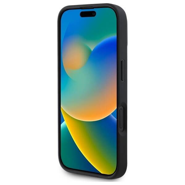 Hülle BMW iPhone 16 Pro Max 6.9" grau/grau hartcase Schild Leder strukturiert und Linie MagSafe