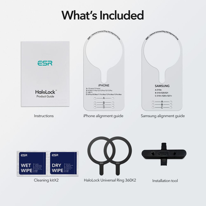 Esr Halolock hoja MagSafe Universal Magnetic Ring 2-pack Negro 