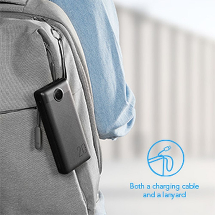 Powerbank Veger C20 (W2047 / W2059) 20000 mAh z wbudowanymi kablami Micro USB / Typ C / Lightning czarny