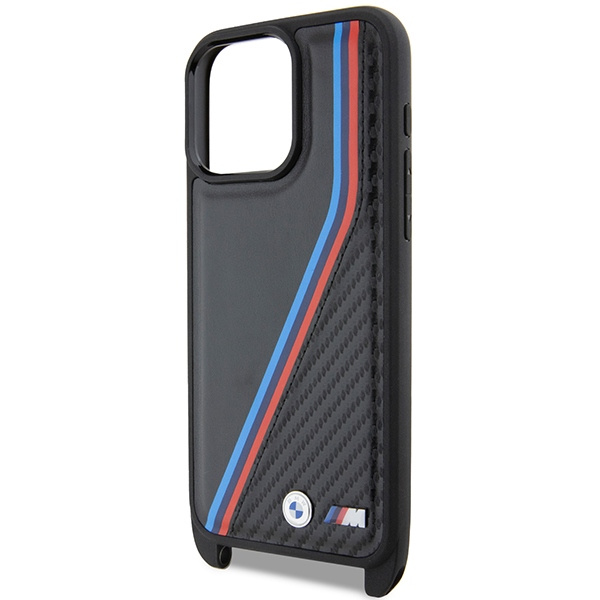 Coque Bmw Bmhcp15l23psvtk IPhone 15 Pro 6.1" Black/Black Hardcase M Edition Carbon Tricolor Lines &amp; Strap Case