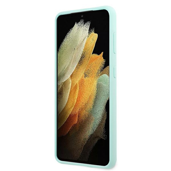 GUESS Samsung Galaxy S21 Plus Silikon Script Metall Logo GUHCS21MLSLMGLB Blau HardHülle