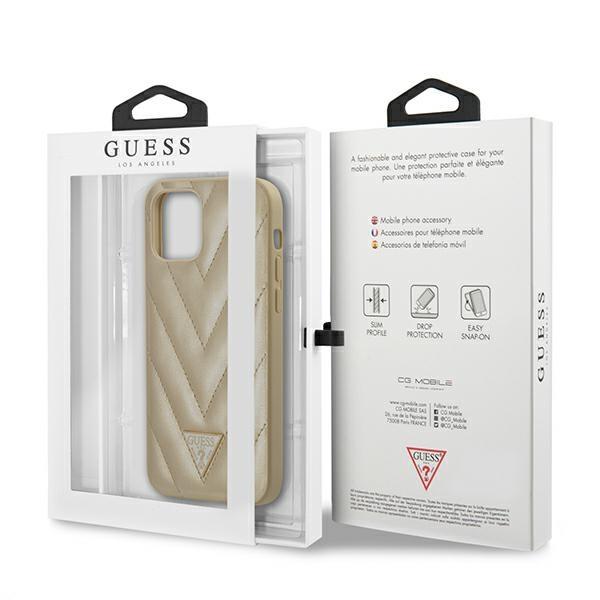 Coque GUESS Apple iPhone 12 Collection Mini V-Quilted GUHCP12SPUVQTMLBE Gold Hardcase