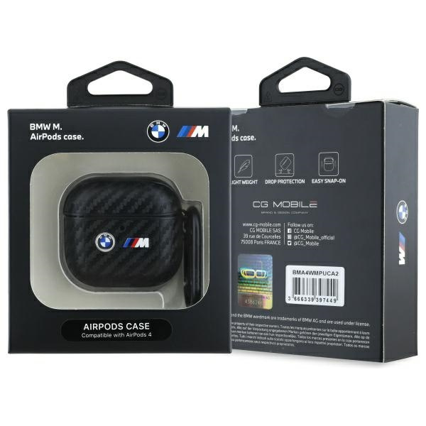 BMW BMA4WMPUCA2 AirPods 4 Abdeckung schwarz/schwarz Carbon Double Metal Logo