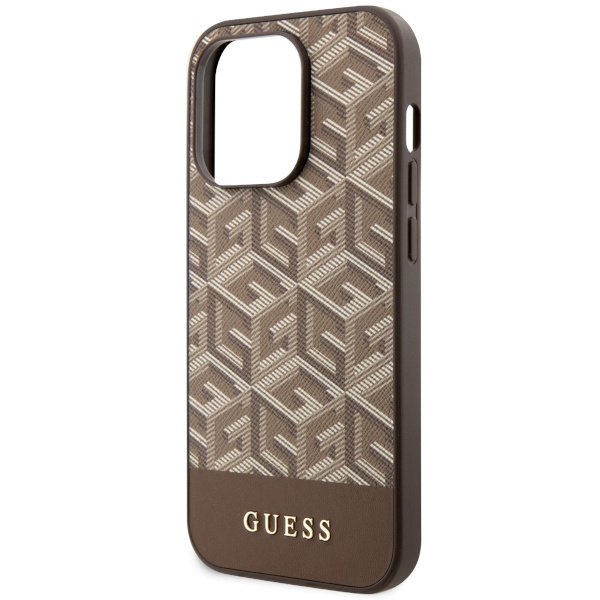 Case Guess GUHMP14XHGCFSEW iPhone 14 Pro Max 6.7" brown/brown hard case GCube Stripes MagSafe Case