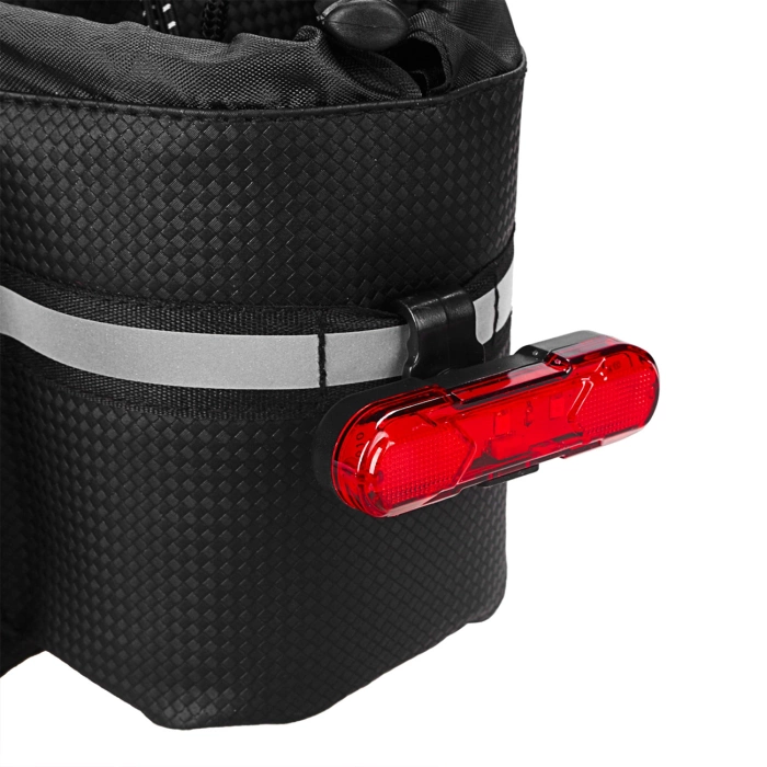 WYA36Y7S Fahrradträgertasche mit langem Riemen und erweiterbaren Seitentaschen – Schwarz