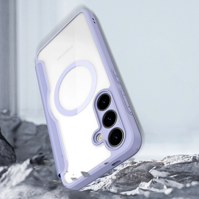 Coque Dux Ducis Skin X Pro pour Samsung S24+ avec anneau magnétique et rabat - violet