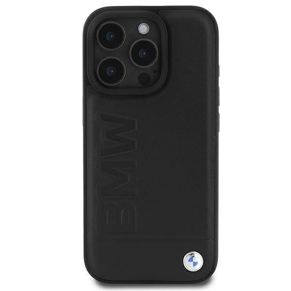 Hülle BMW iPhone 16 Pro 6.3" schwarz/schwarz hartcase Leder Hot Stamp