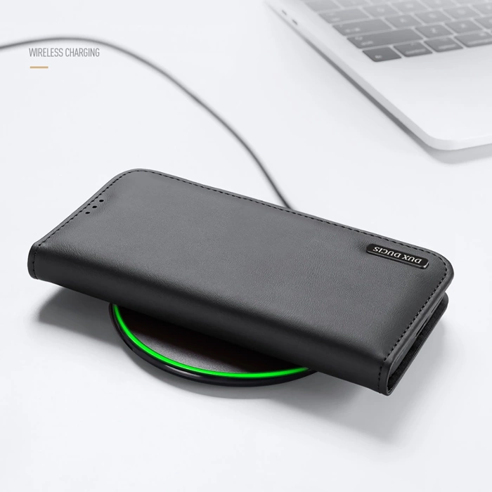 Dux Ducis Hivo Samsung Galaxy S25 Edge Hülle mit Klappdeckel und RFID-Schutz - Schwarz