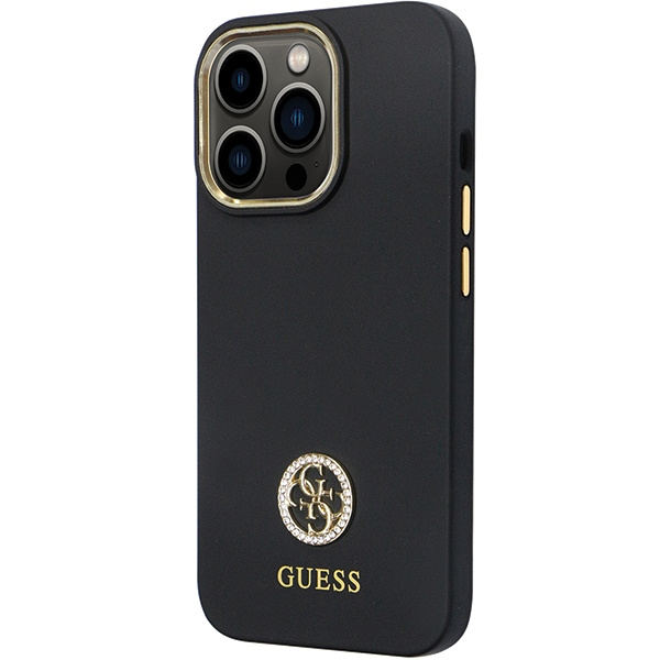 Hülle Guess GUHCP13LM4DGPK iPhone 13 Pro / 13 6.1" schwarz/schwarz hartcase Silikon Logo Strass 4G Case