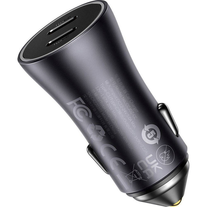Baseus Golden Contactor Pro car charger 2x USB-C 40W gray (CGJP000013)