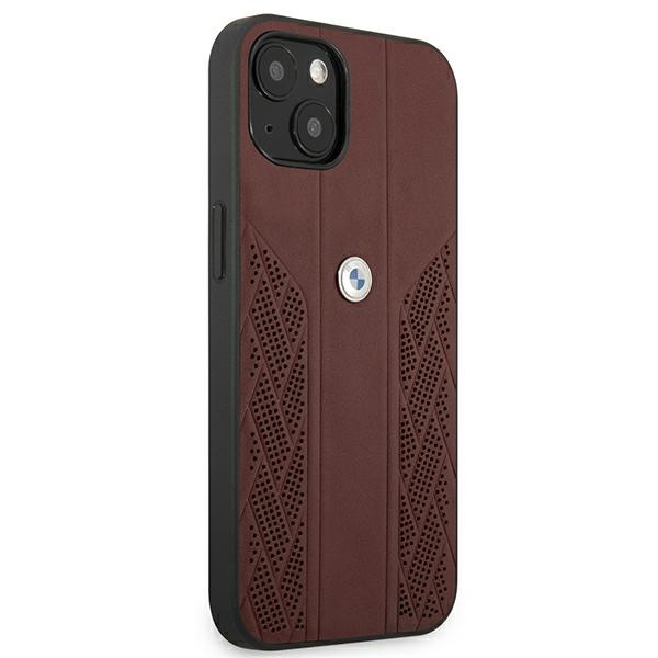Cover BMW Apple iPhone 13 Pelle Curve Perforate Red Hardcase