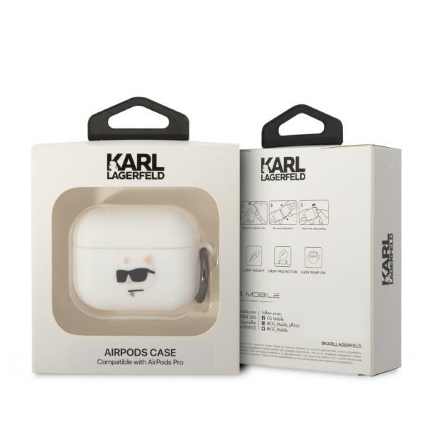 Karl Lagerfeld KLAPRUNCHH AirPods Pro cover blanco/blanco Silicona Choupette Head 3D
