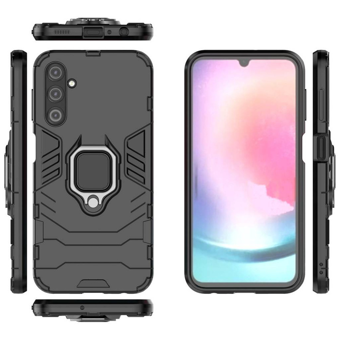 Funda Ring Armor para Samsung Galaxy A24 4G funda blindada soporte magnético anillo negro