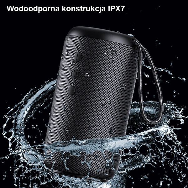 USAMS Głośnik YC Series Bluetooth 5.0 10W Waterproof Wireless Speaker with Lanyard czarny/black YC011YX01(US-YC011)