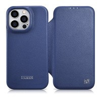 iCarer Curved Edge Vintage Folio echt Leder booktype case schutzhülle aufklappbare hülle für iPhone 14 Pro blau (WMI14220714-BU)