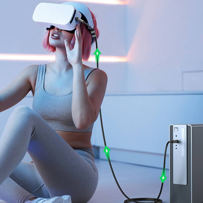 Ugreen úhlový kabel USB Typ C - USB Typ C pro nabíjení 60W / přenos dat s podporou brýlí VR (např. Oculus Quest 2) 5m černý (US551)