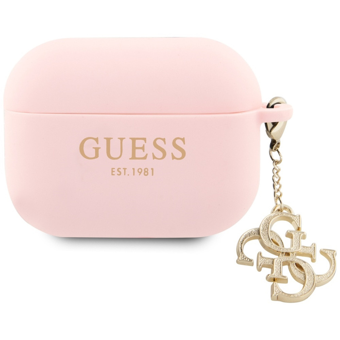 Guess GUAP2LECG4P AirPods Pro 2 cover pink/pink Liquid Silicone Glitter Triangle Charm