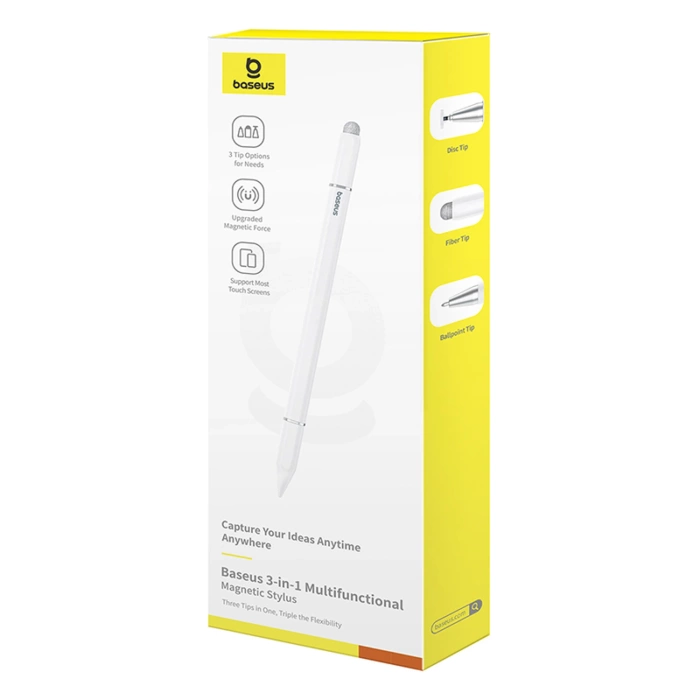 Baseus Smooth Writing III 3in1 Passive Stylus - Magnetic Version - White