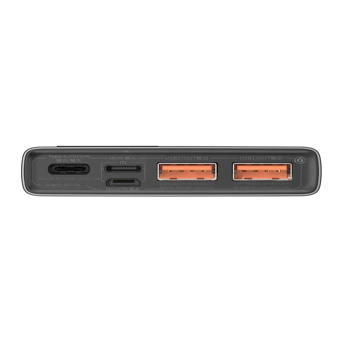 Baseus Adaman Metal con carga rápida 10000mAh 22.5W (Overseas Edition 2021) negro + cable USB-A - USB-C 3A 0.3m negro