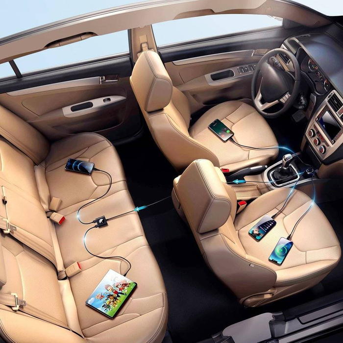 Joyroom chargeur voiture 2xPD + 2xQC3.0 75W 1,5m noir (JR-CL05)