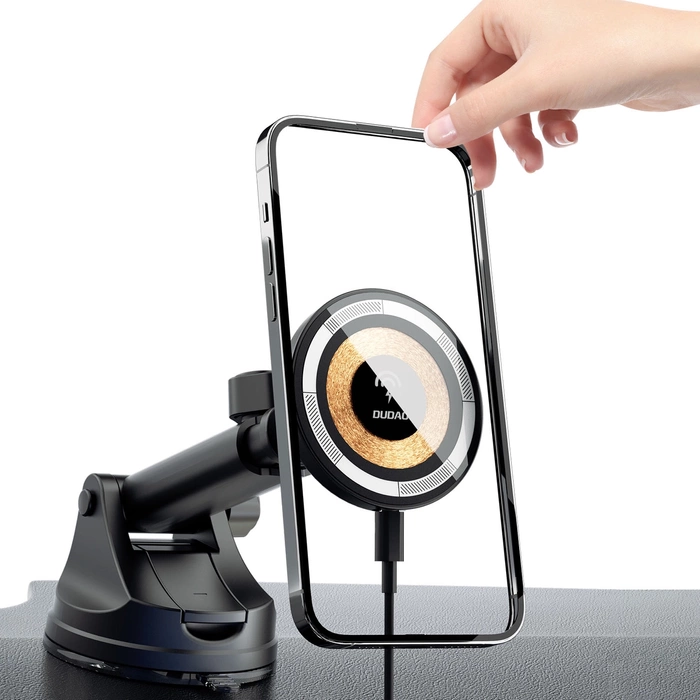 Magnetic holder with MagSafe inductive charger for cockpit/air vent 15W Dudao F12MAX+ - black