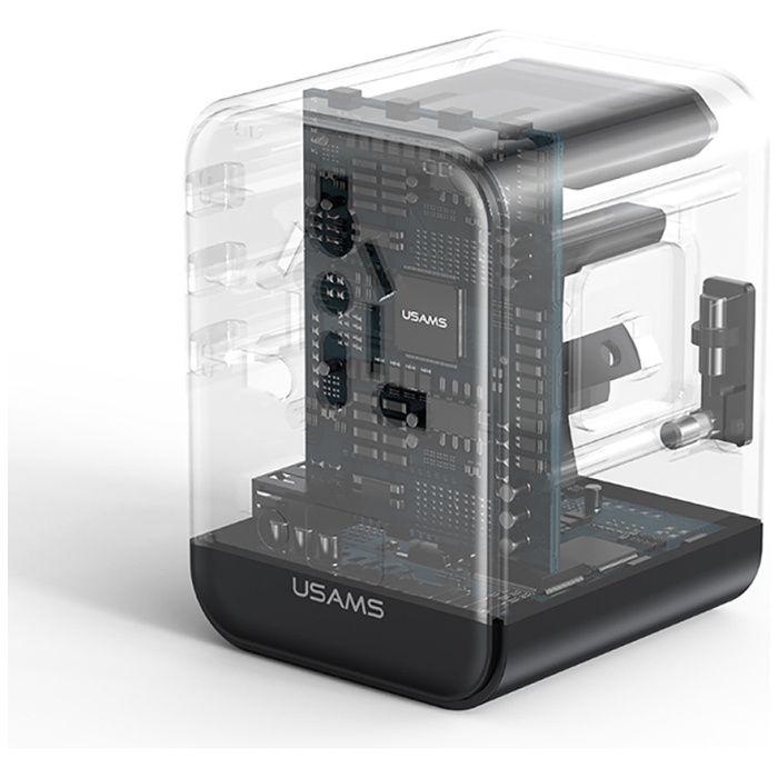 Ładowarka sieciowa USAMS Travel Adapter  CC308 USB-C + USB-A 17W 4w1 US/AU/EU/UK czarny