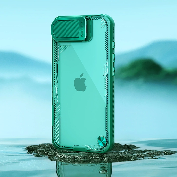 Etui Nillkin iPhone 16e Iceblade Prop z osłoną obiektywu i podstawką Zielone