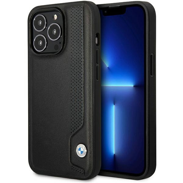 Hülle BMW BMHCP14L22RBDK iPhone 14 Pro 6.1" schwarz/schwarz hartcase Leder Blue Dots