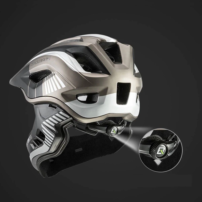 Rockbros TT-32SBTG-M Kinderfahrradhelm mit abnehmbarem Kinnbügel, Größe M – Grau