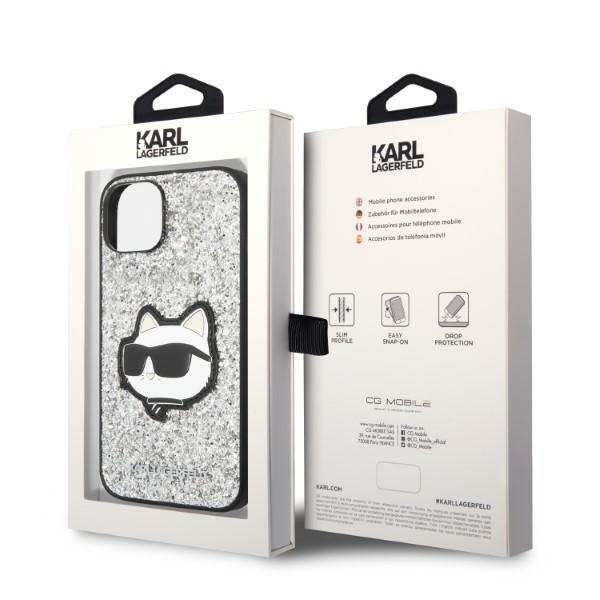 Karl Lagerfeld KLHCP14MG2CPS iPhone 14 Plus 6,7" stříbrná/stříbrná hardcase Glitter Choupette Patch