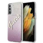 Pouzdro GUESS Samsung Galaxy S21 Plus Glitter Gradient Script GUHCS21MPCUGLSPI Růžové pevné pouzdro