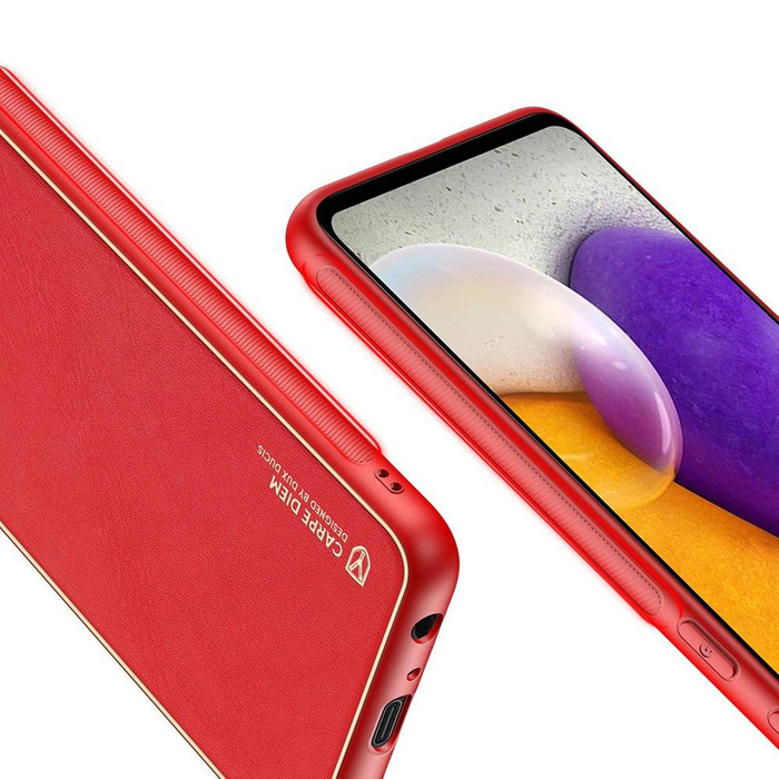Coque élégante Dux Ducis Yolo en TPU souple et cuir PU pour Samsung Galaxy A72 4G rouge