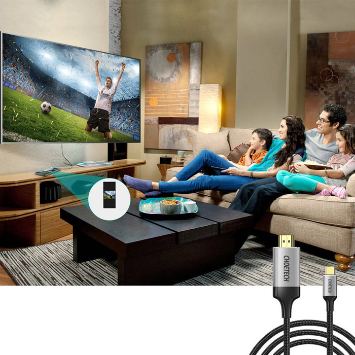 Sada adaptérů Choetech HUB USB typ C - HDMI 2.0 (3840 x 2160 @ 60Hz) šedý (HUB-H12) + kabel USB typ C - HDMI (3840 x 2160 @ 60Hz) 2m šedý (CH0021) 