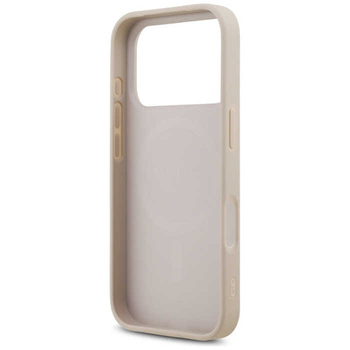 Etui Guess Leather 4G Triangle Strass    MagSafe do iPhone 17 Pro różowy