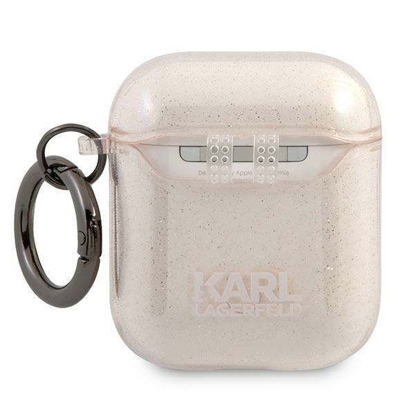 Cover KARL LAGERFELD Apple AirPods Glitter Karl's Head Gold Case