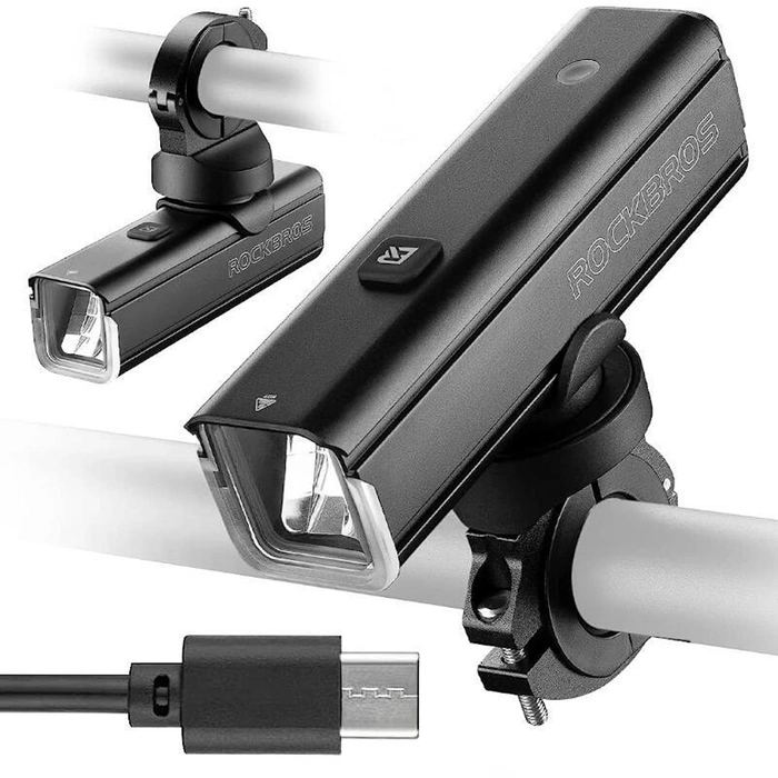 Rockbros 24610002001 front bicycle light 1000 lm + USB-C - USB-A cable - black