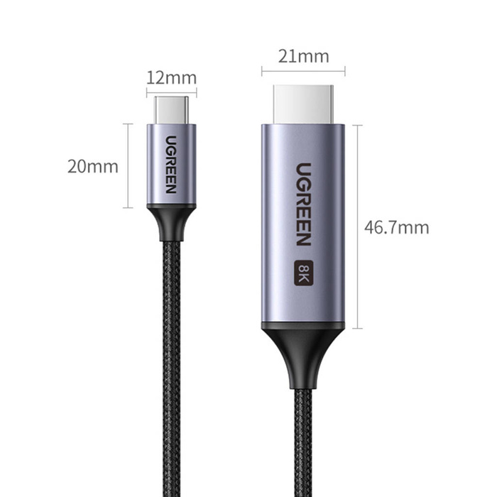 Câble USB C - HDMI 2.1 8K 60Hz 1,5m Ugreen CM565 - gris