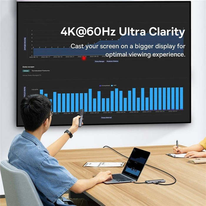 Baseus StarJoy HUB 8-Port USB-C - 3x USB-A / 1x HDMI / 1x RJ45 / 1x SD/TF / 1x USB-C PD gray