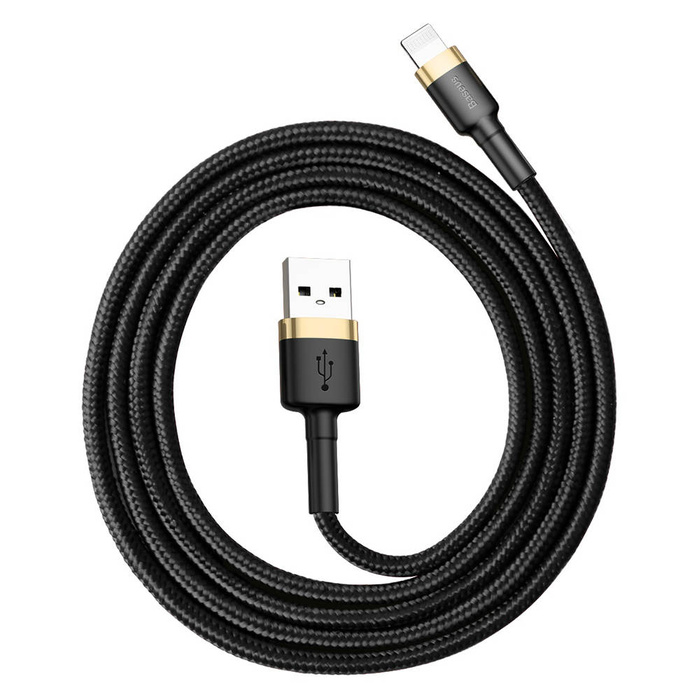 Cavo Baseus Cafule Cavo in nylon resistente USB / Lightning QC3.0 2.4A 1M Nero-Oro (CALKLF-BV1)