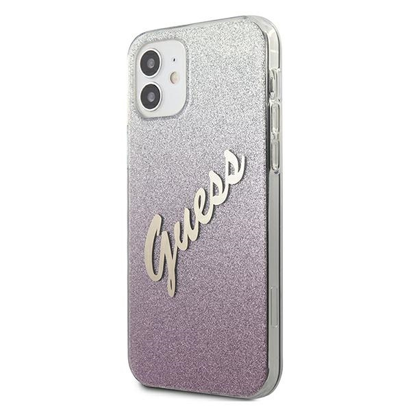 Coque GUESS Apple iPhone 12 Mini Glitter Gradient Script GUHCP12SPCUGLSPI Pink Hardcase