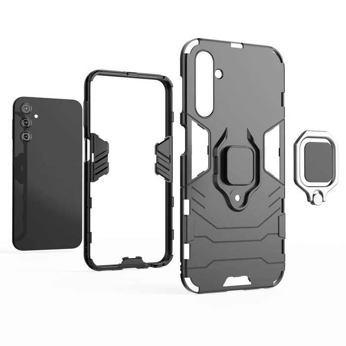 Coque Ring Armor pour Samsung Galaxy A24 4G coque blindée support magnétique anneau noir