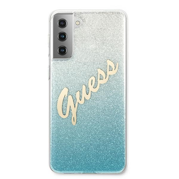 Case GUESS Samsung Galaxy S21 Plus Glitter Gradient Script GUHCS21MPCUGLSBL Blue Hardcase