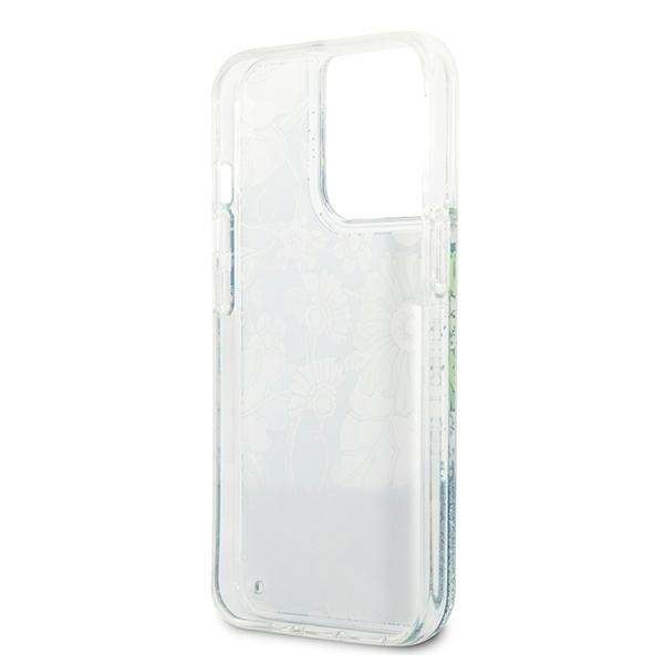 Case GUESS Apple iPhone 13 Pro Max Flower Liquid Glitter Green Hardcase