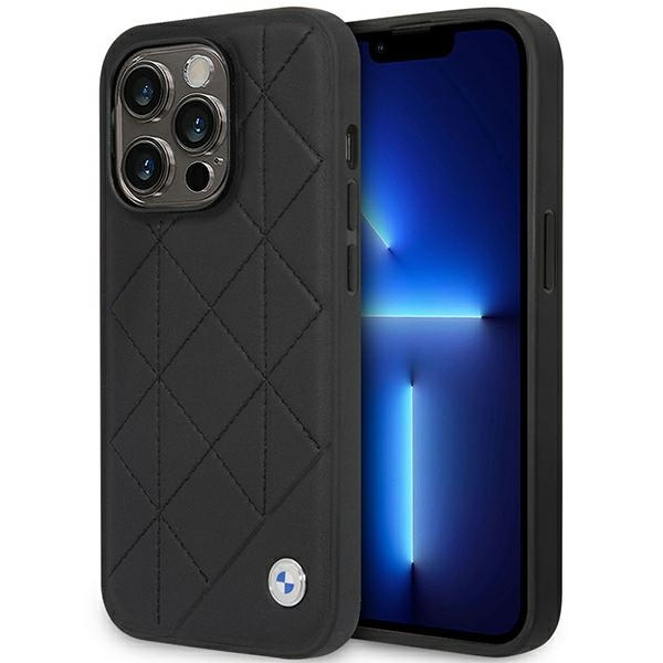 Hülle BMW BMHCP14L22RQDK iPhone 14 Pro 6,1" Schwarz/Schwarz Leder gesteppt