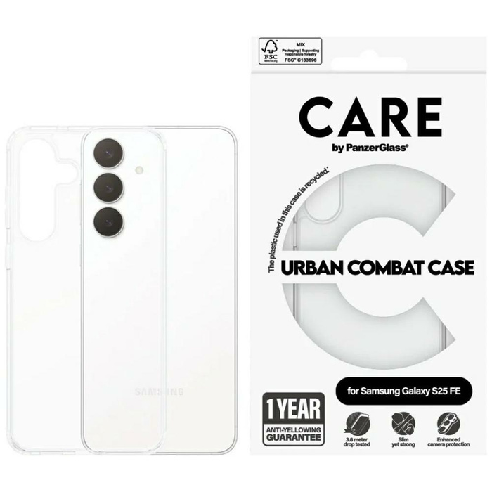 Etui CARE by PanzerGlass Flagship Urban  Combat do Samsung Galaxy S25 FE przezroczysty