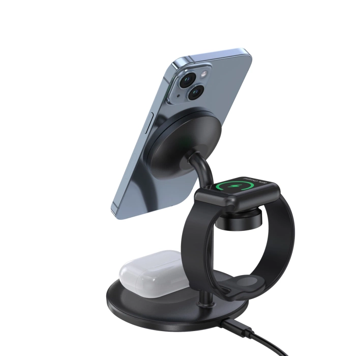 Estación de carga inductiva Choetech 3in1 iPhone 12/13/14, AirPods Pro, Apple Watch negro (T585-F)