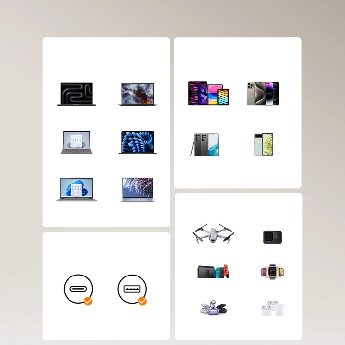 Joyroom JR-TCL02 65W USB-A USB-C GaN-Ladegerät mit integriertem USB-C-Kabel – Schwarz