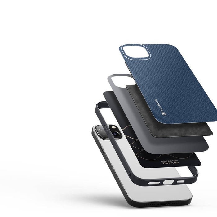 Cover custodia Dux Ducis Fino iPhone 14 Max in nylon blu